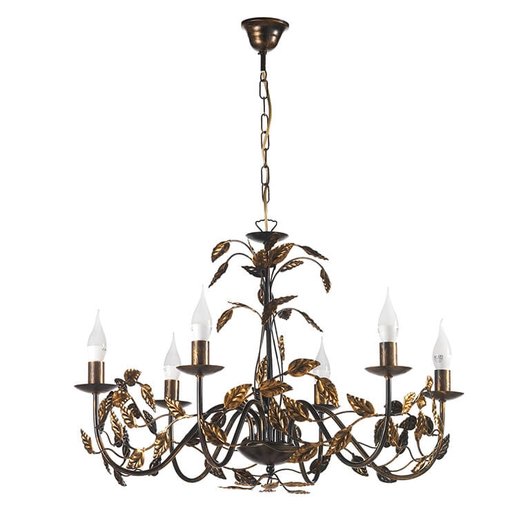 Lampadario 6 luci Collana bronzo