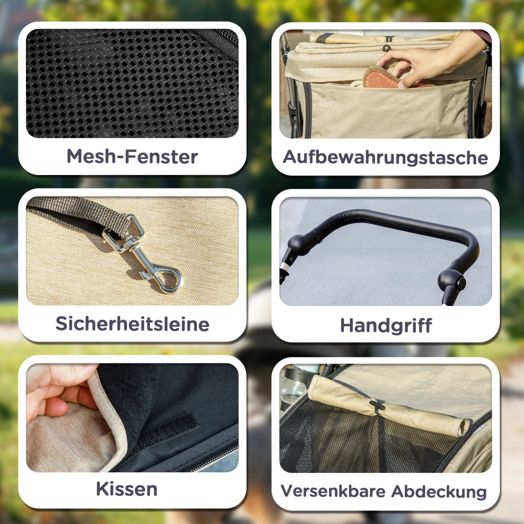 Carrello per Cani Pieghevole ¨C Minimal ¨C Cuscino Lavabile, Grigio