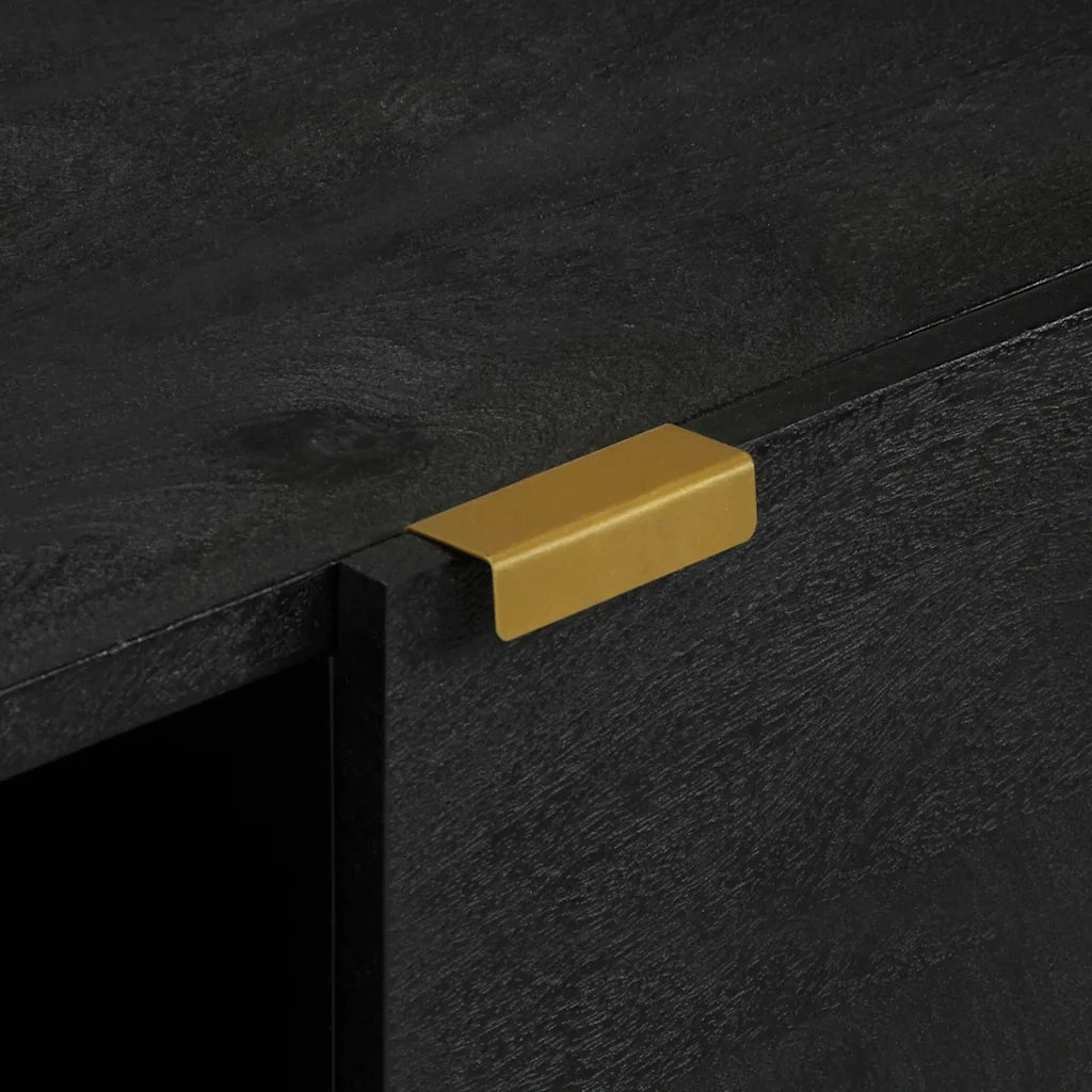 Credenza | Madia | Buffet da pranzo | Armadio da pranzo Nera 80x33x75 cm in Legno Multistrato