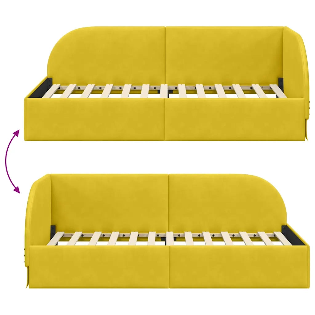 Cornice del letto ad angolo Giallo 80 cm x 200 cm Velluto 42016632