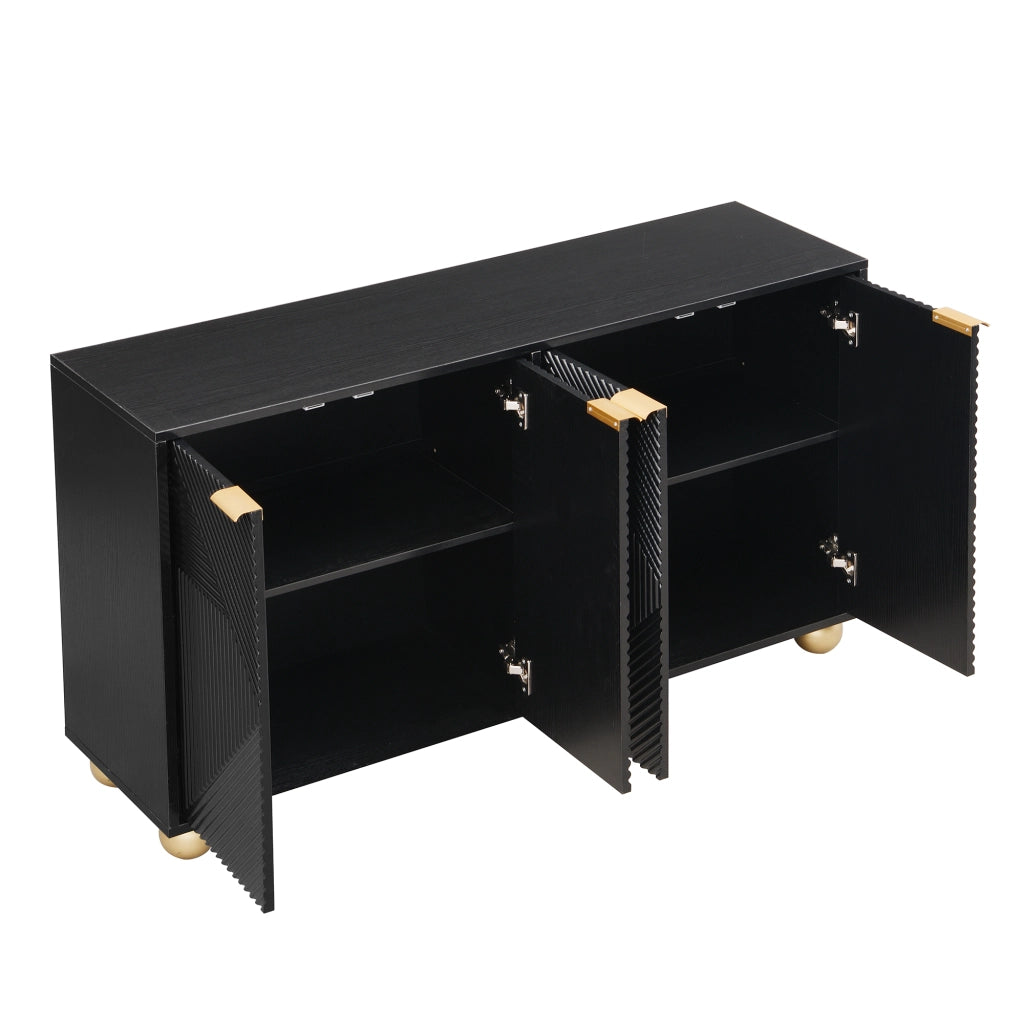 Credenza con Ante e Ripiani ¨C MINIMAL ¨C Legno, Gambe Sferiche
