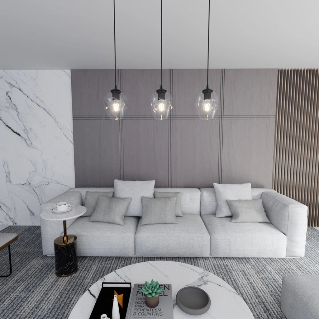 Emibig lampadario ISTAR 3 3xE27 vetro trasparente nero