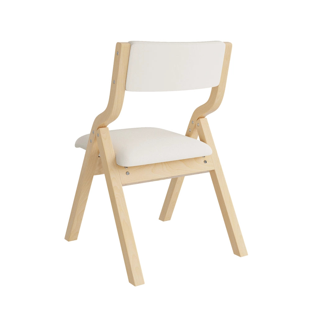 SEDIA Pieghevole Set da 4 pezzi in Legno massello e Lino Beige