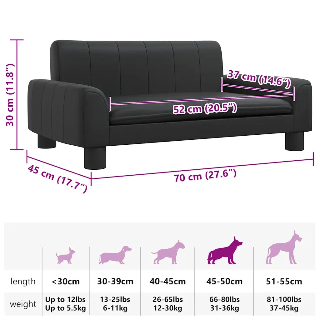 Lettino per Cani Nero 70x45x30 cm in Similpelle 171863