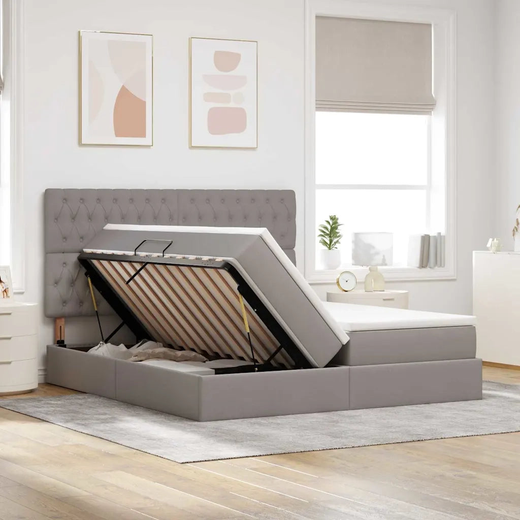 Letto con luci a strisce a LED Talpa 200 x 200 cm Tessuto