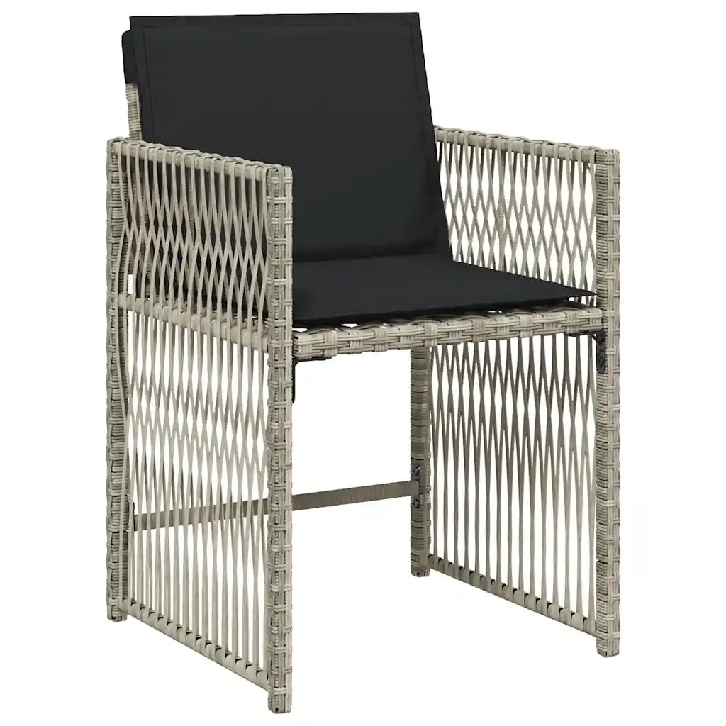 Set da Pranzo da Giardino 13pz con Cuscini Grigio in Polyrattan 3211763