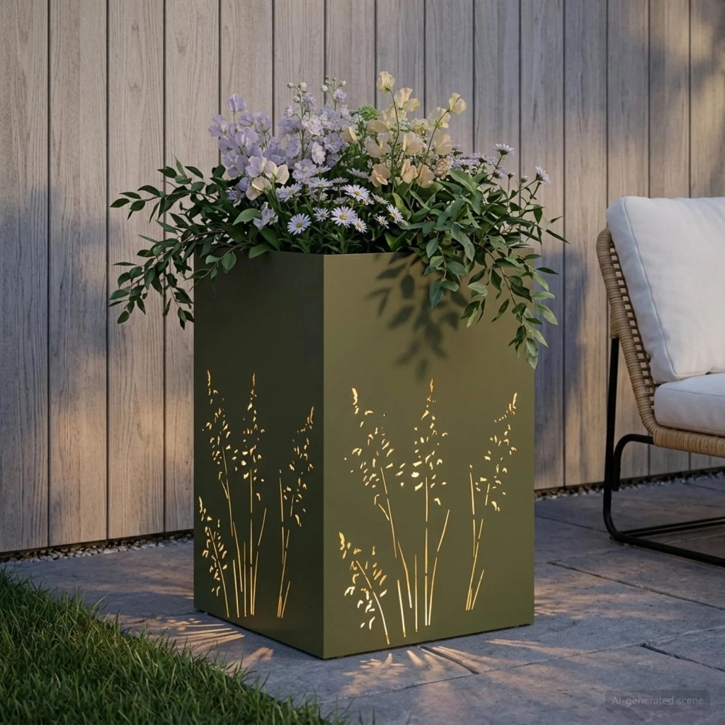 Vaso da giardino Verde Oliva 50 x 50 x 75 cm 8005770