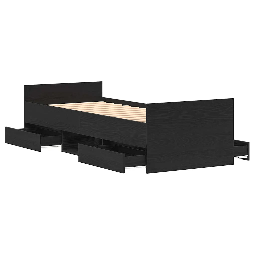 Struttura del letto con testiera-Giroletto con Testiera Rovere Nero 193 x 78 x 50 cm