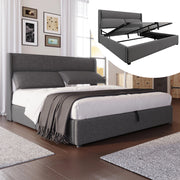 letto imbottito lino grigio 160 x 200 cm