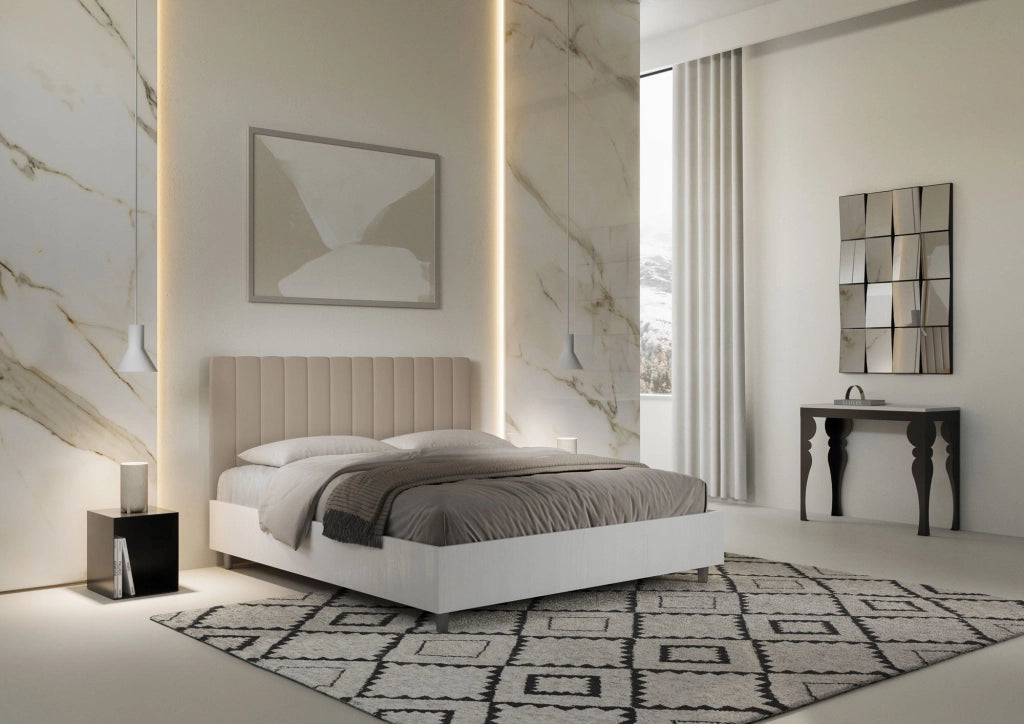 Letto Matrimoniale 160x200 cm con Rete Kaia Tortora