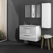 Possagno, set Mobili Bagno Specchio Incluso, Bianco Lucido