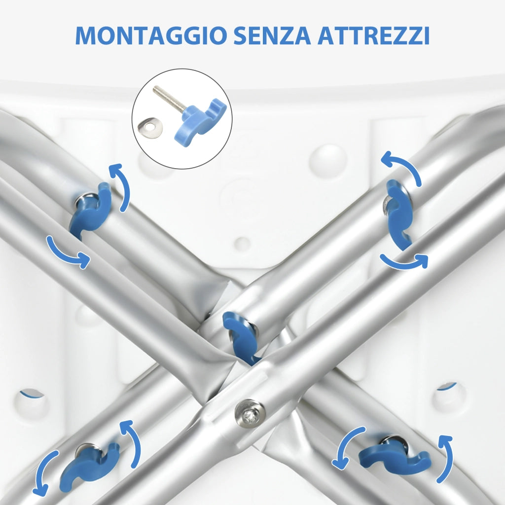 Sgabello Doccia Regolabile ¨C Minimal ¨C Blu Alluminio Antiscivolo