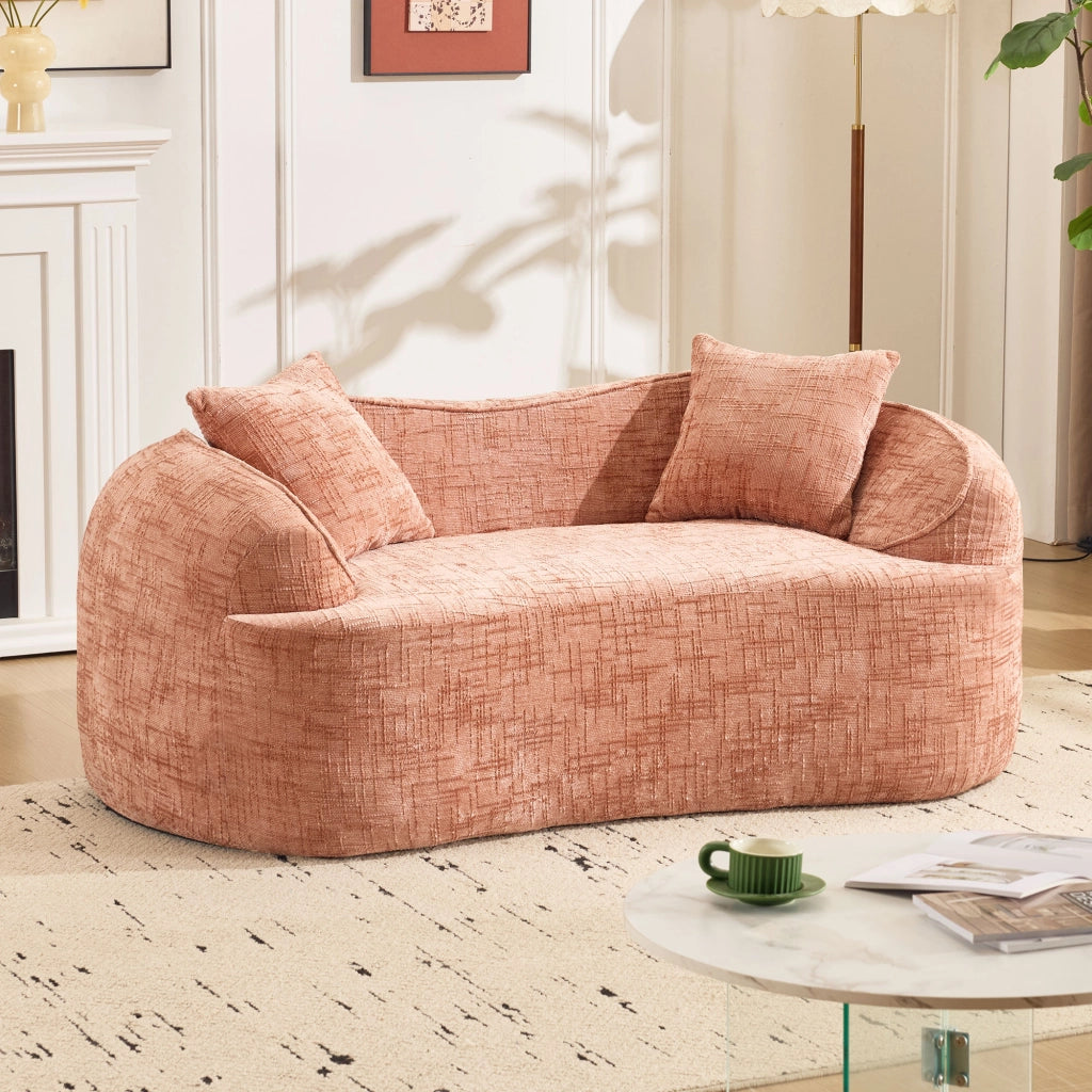 Divano 2 Posti con Braccioli e Cuscini ¨C MINIMAL ¨C Rosa, Tessuto Morbido