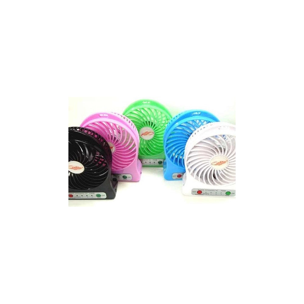 Trade Shop - Mini Ventilatore Usb Ricaricabile Regolabile 3 Velocità Portatile A Batterie -