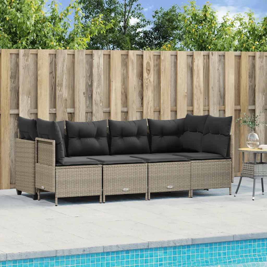 Set Divano da Giardino 5pz con Cuscini Grigio Chiaro Polyrattan 3261526