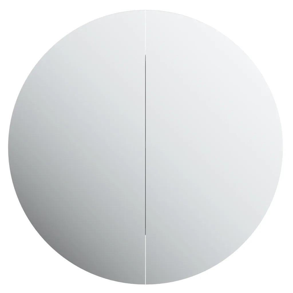 Armadio da Bagno con Specchio Rotondo e LED-Mobile bagno con specchio Nero 47x47x17,5 cm