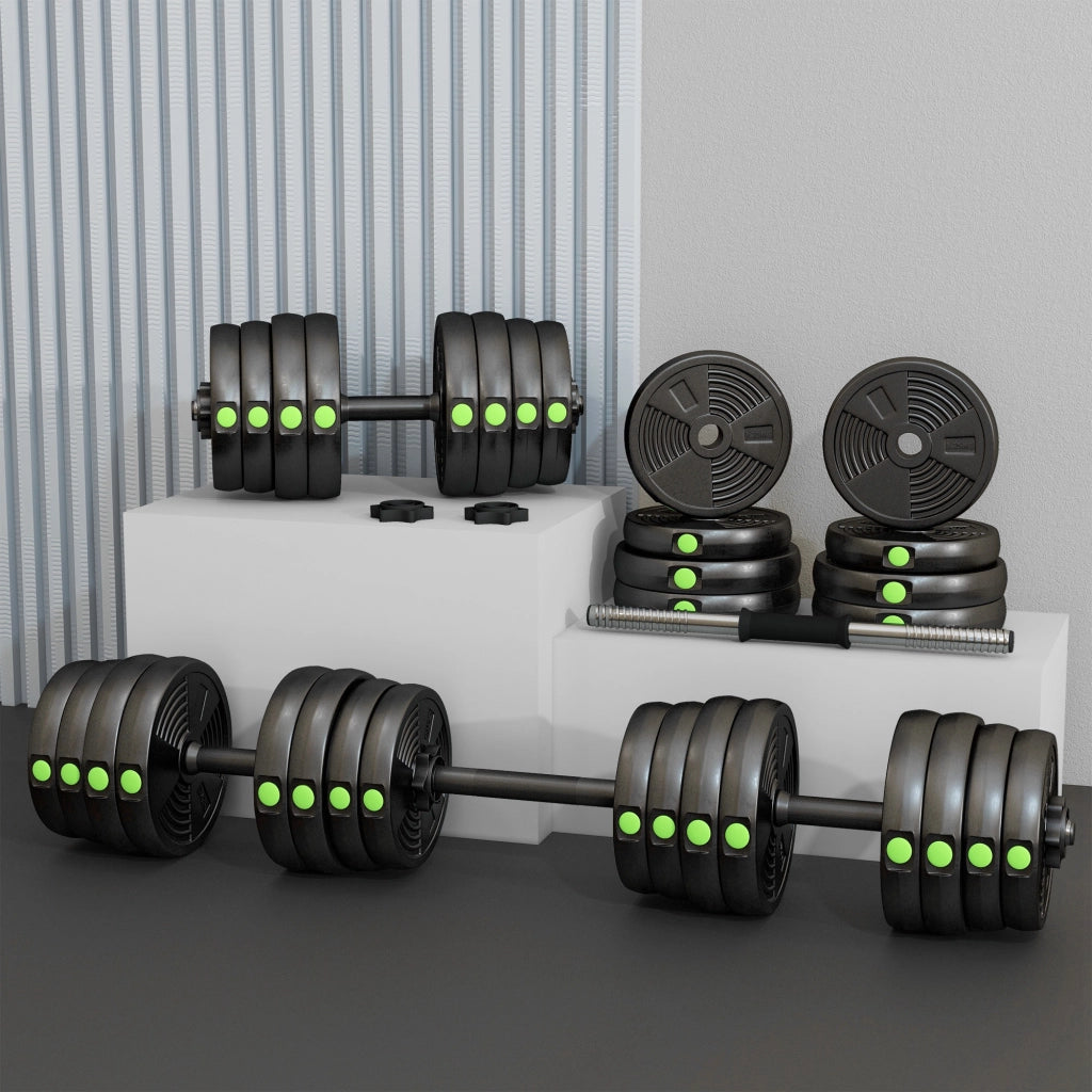 Kit manubri 30 kg con barra ¨C Minimal ¨C Nero Verde