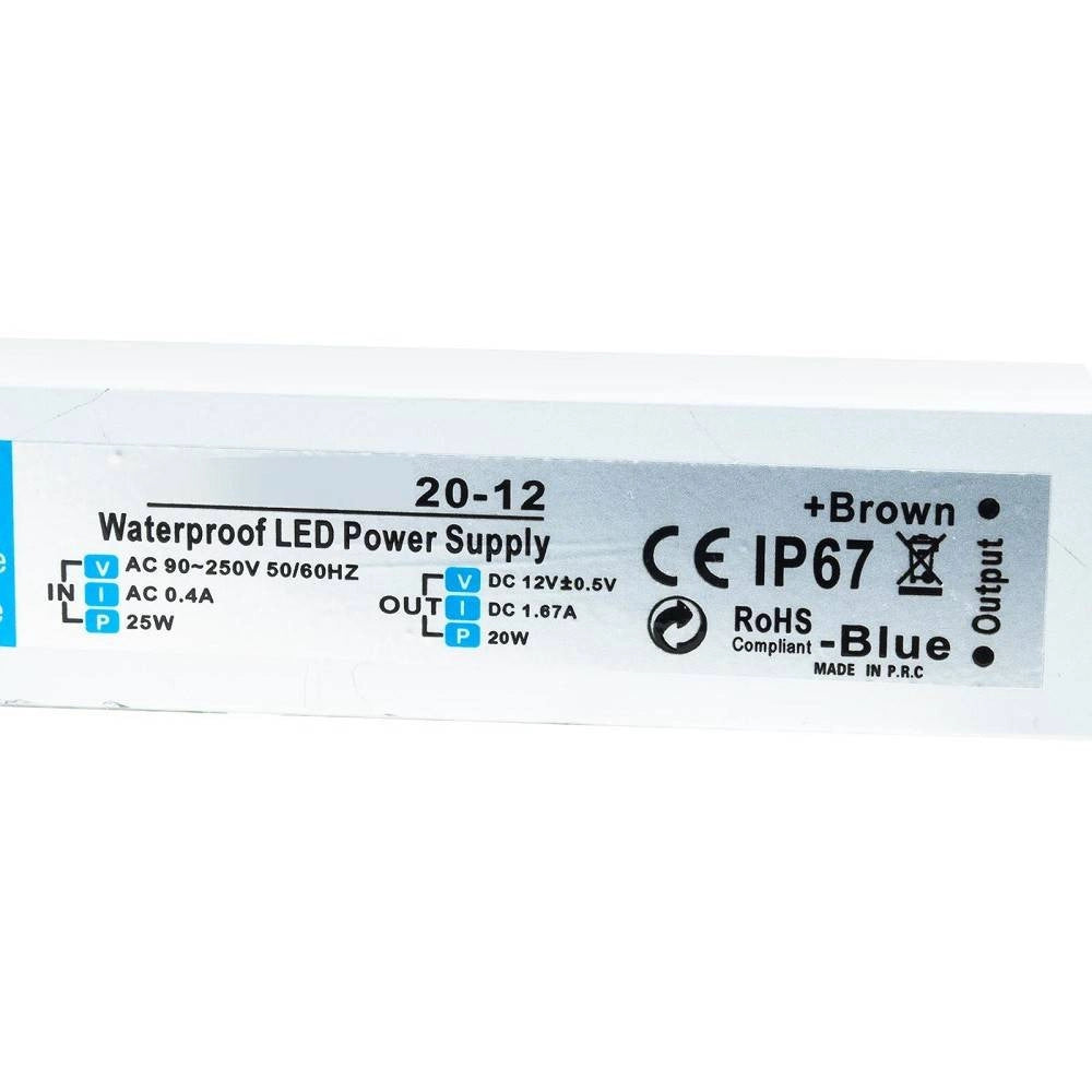 Trade Shop - Alimentatore Slim 20w Trasformatore Impermeabile Strisce Led Lampade Telecamere -