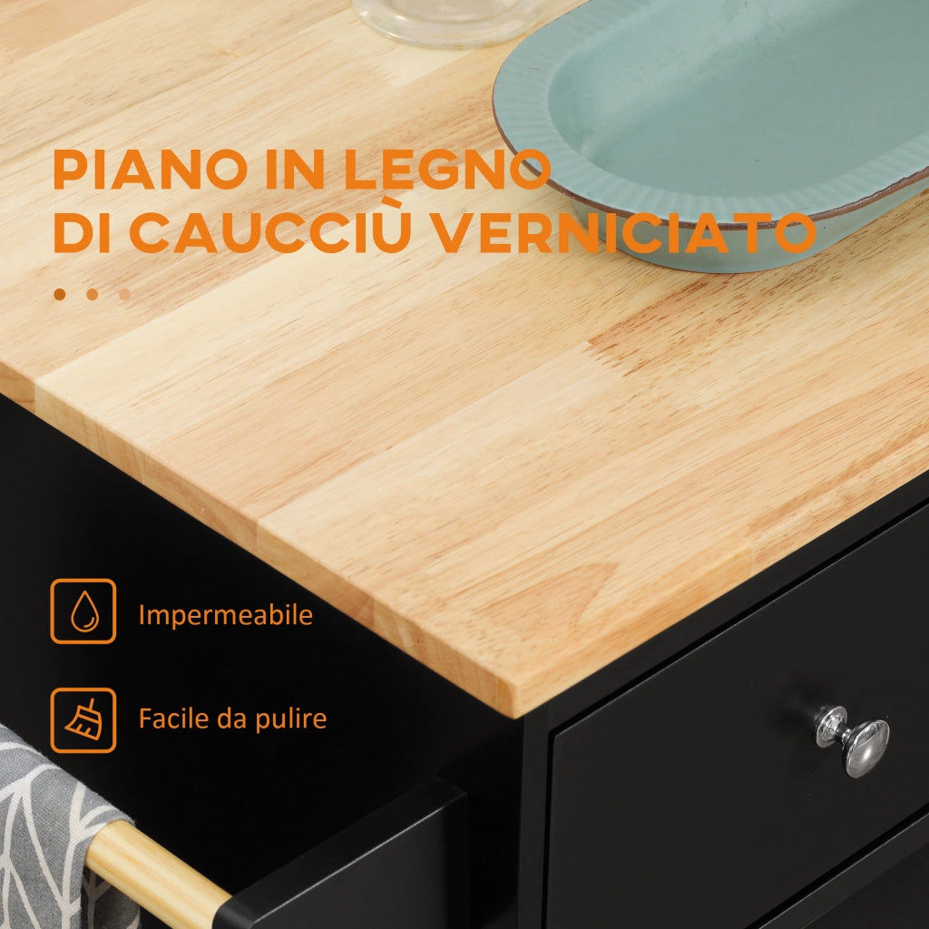 Tavolo da Cucina con Armadietto e 2 Cassetti ¨C Zephmum ¨C Legno, Nero, 89x45x89.5cm