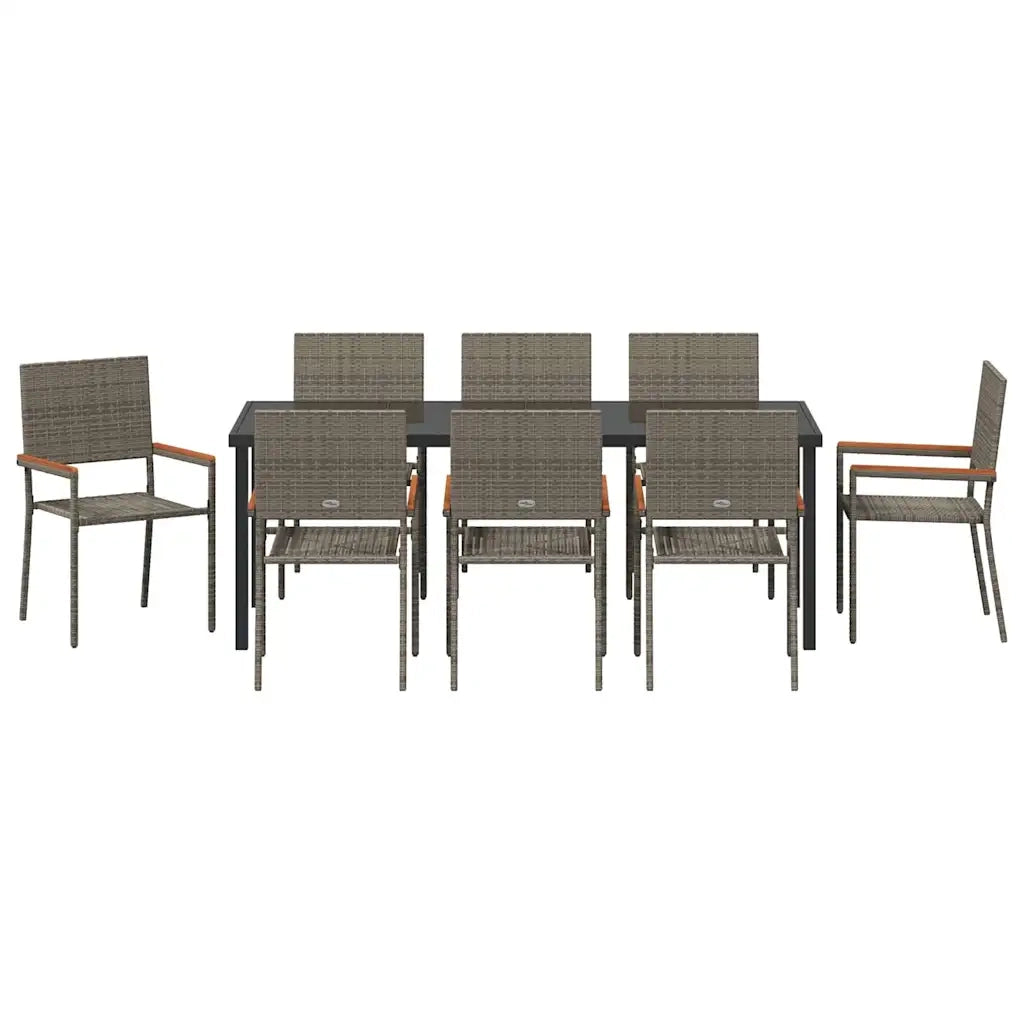 Set da Pranzo per Giardino con cuscino 9 pcs Grigio polyrattan 3379715