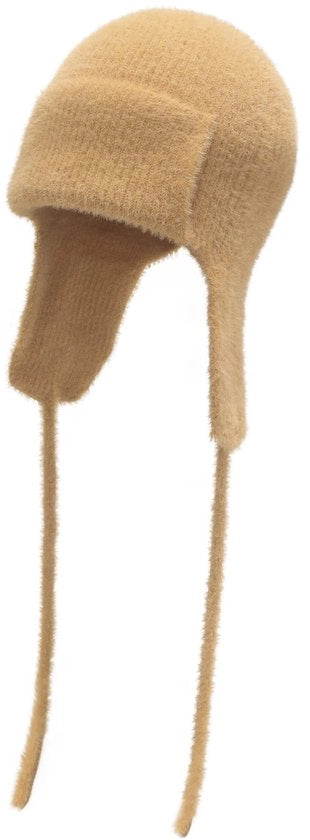 Cappello da Pilot per Donna - Trapper - Cappello di Lana - Cappello di Pile - Caldo Cappello da Sci - Tonalità Leggermente Marrone - Tessuto soffice come il Kashmier - Circonferenza del Cappello 55-58 cm - Cappello da Inverno