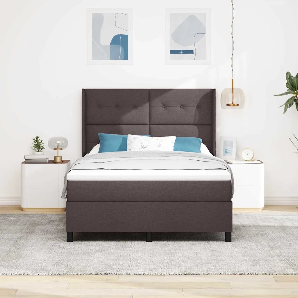Letto a Sorgente LED Marrone Scuro 160 x 200 cm Tessuto 3343514
