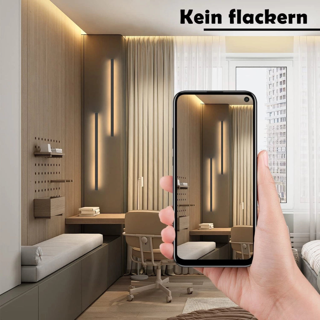 ZMH Applique da parete a LED per interni lampada da parete nera 60cm moderna per corridoio e bagno