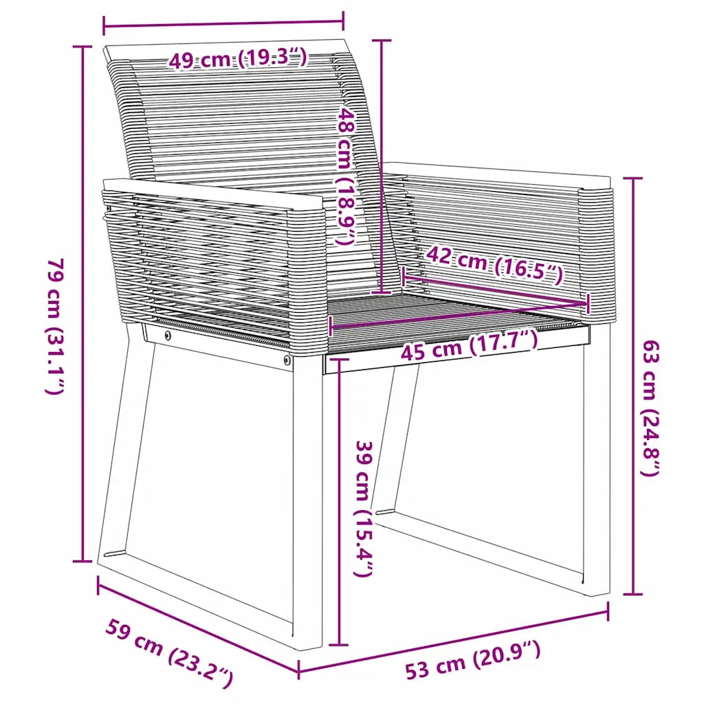Set da Pranzo per Giardino 7 pcs Nero 3379315
