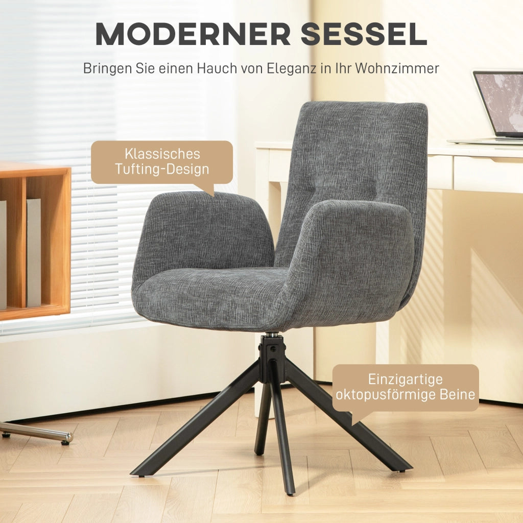Poltrona girevole ¨C Minimal ¨C tessuto, grigio scuro