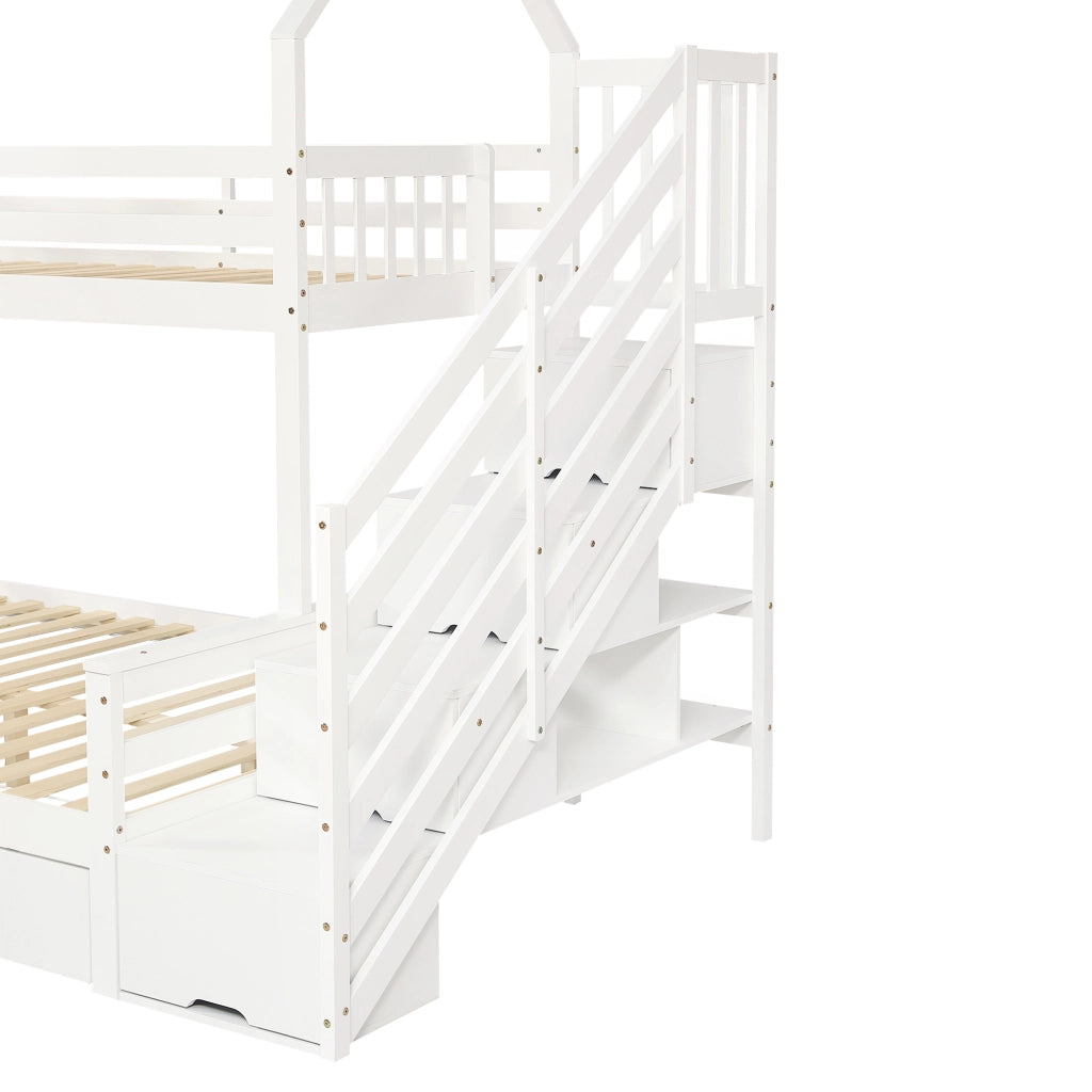 LETTO a castello per bambini 90x200 cm e 140x200 cm Bianco Legno MDF