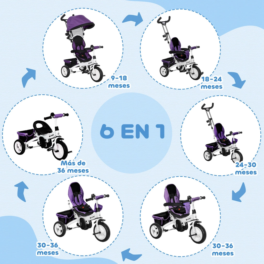 Triciclo per Bambini con Cinturino di Sicurezza ¨C Minimal ¨C Viola