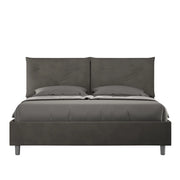 BS COM Letto queen size senza rete imbottito 150x190 microfibra grigio Large