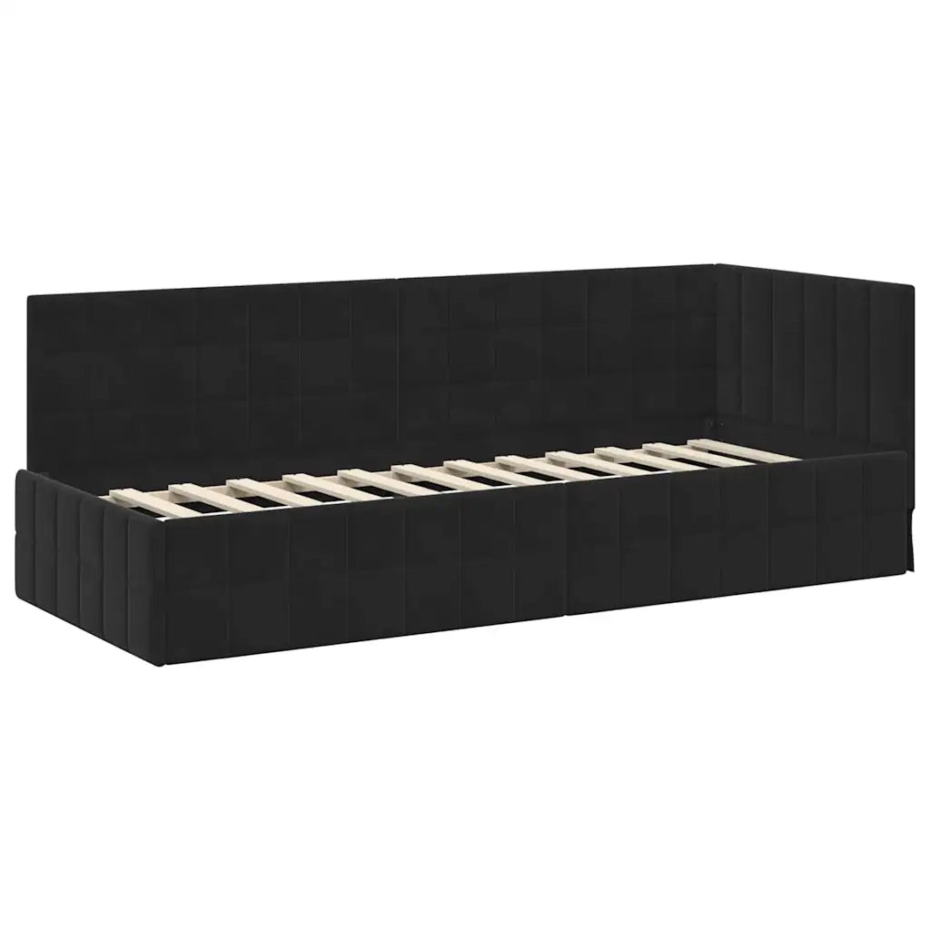Struttura Letto Angolare con Materasso 2 pcs Nero Velluto