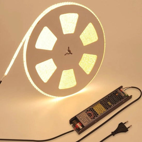 Striscia LED 20m Calda Bianca SMD 2835 - Impermeabile e Alta Luminosità