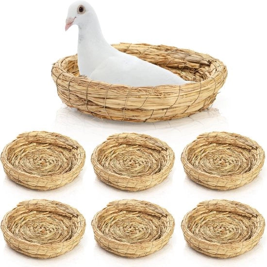 6 pezzi 8" Nido di Spighe - Manufatto a mano - Per Cuocere e Deporre - Adatto per Uccelli e Piccoli Animali