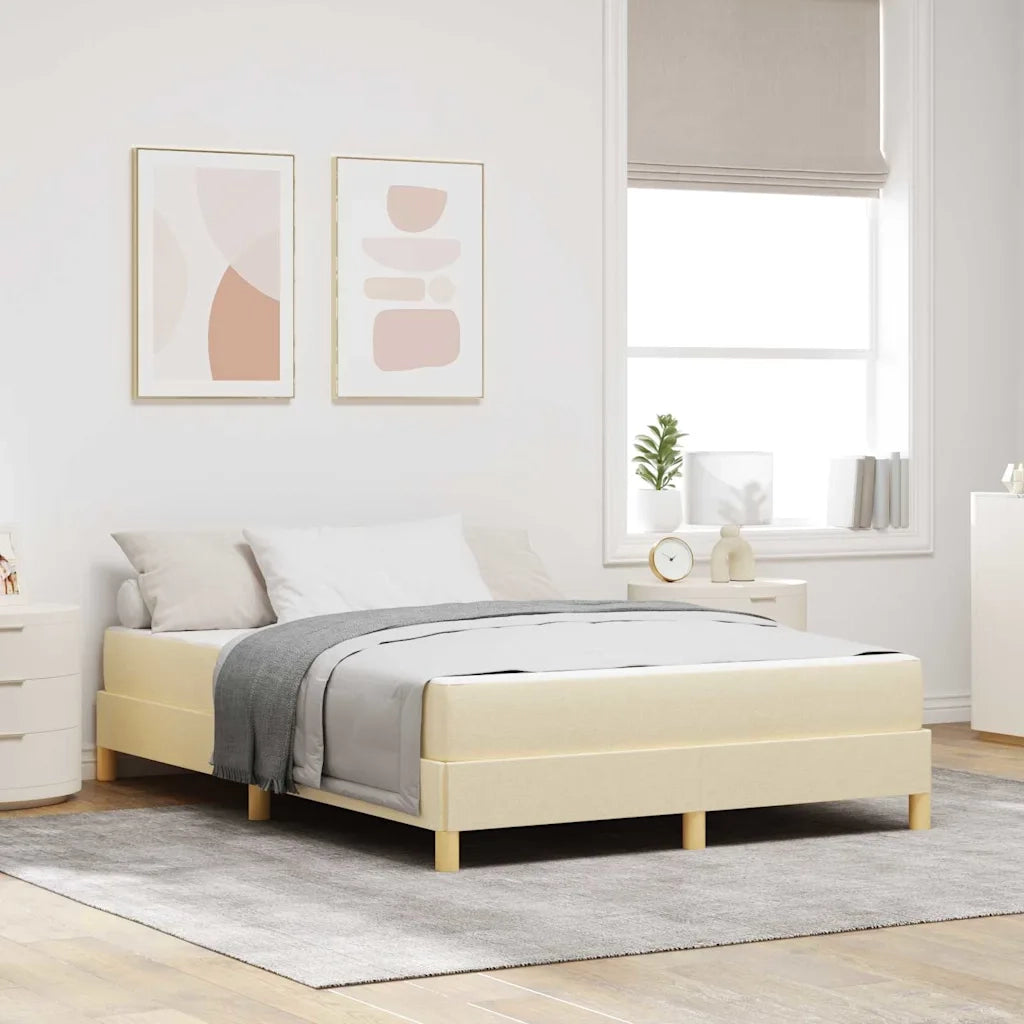 Letto a molle con materasso Crema 140 x 190 cm Tessuto