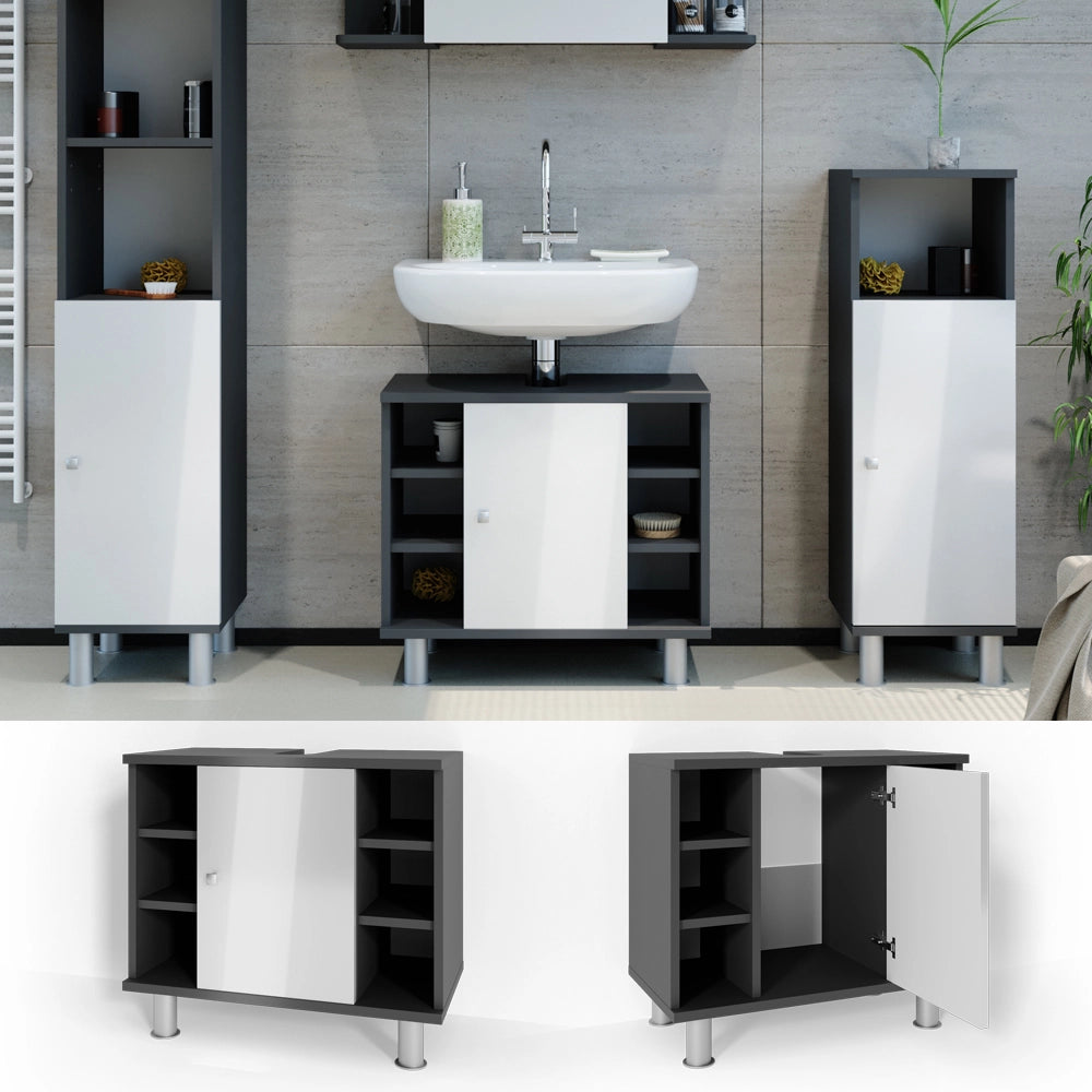 Mobile sottolavabo per bagno Fynn Antracite/Bianco 60 x 54 cm Vicco