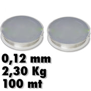 Trade Shop - Set 2 Rotoli Lenza 0.12mm 2.30kg 100 Metri Ciascuno Pesca Altissima Resistenza -