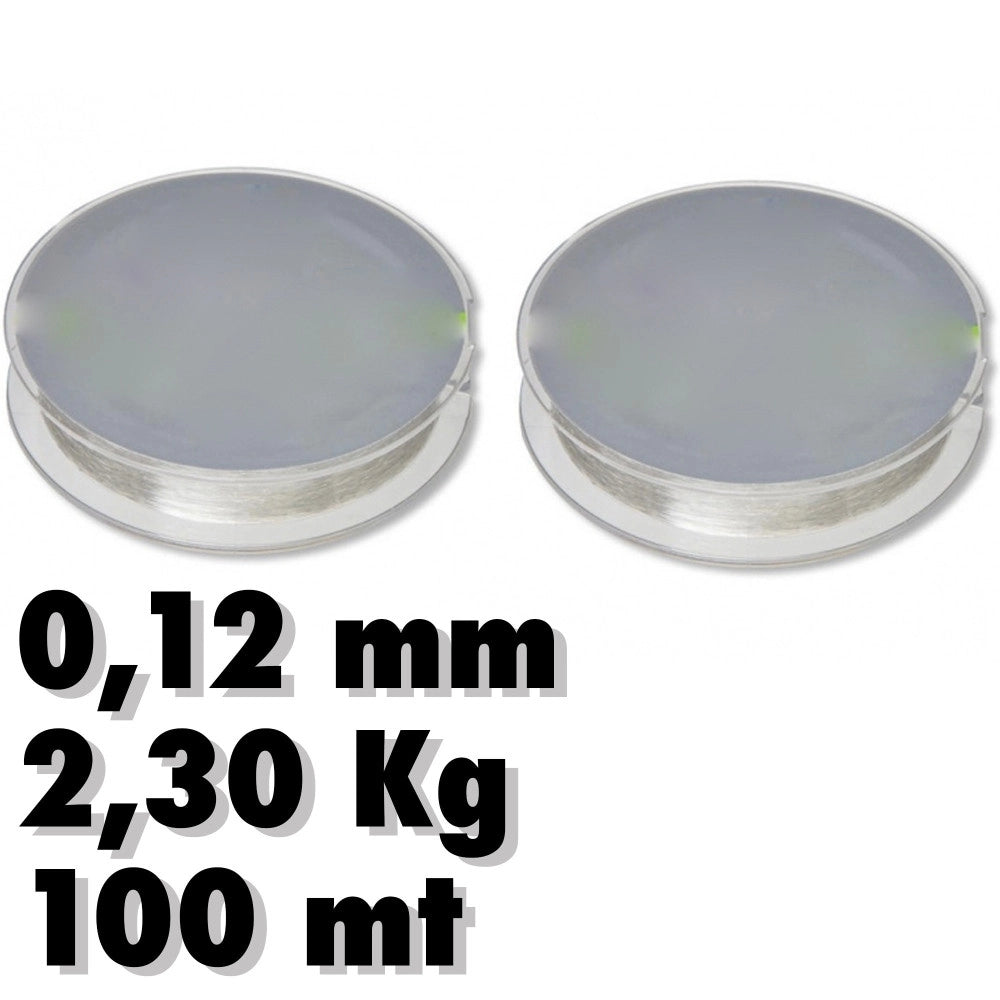 Trade Shop - Set 2 Rotoli Lenza 0.12mm 2.30kg 100 Metri Ciascuno Pesca Altissima Resistenza -