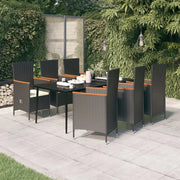 Set da Pranzo da Giardino 7 pz con Cuscini Nero 3099447