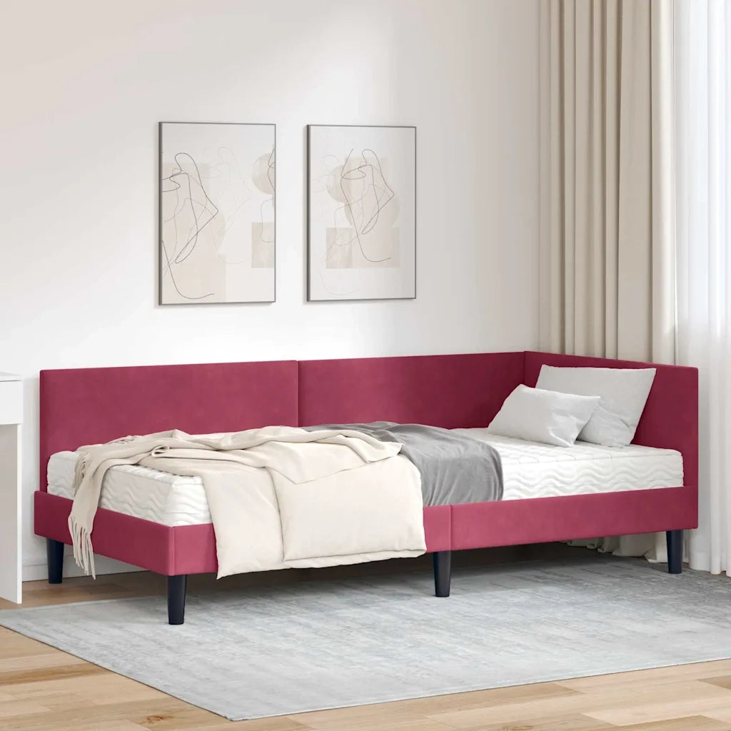 Struttura Letto Angolare con Materasso 2 pcs Verde Velluto