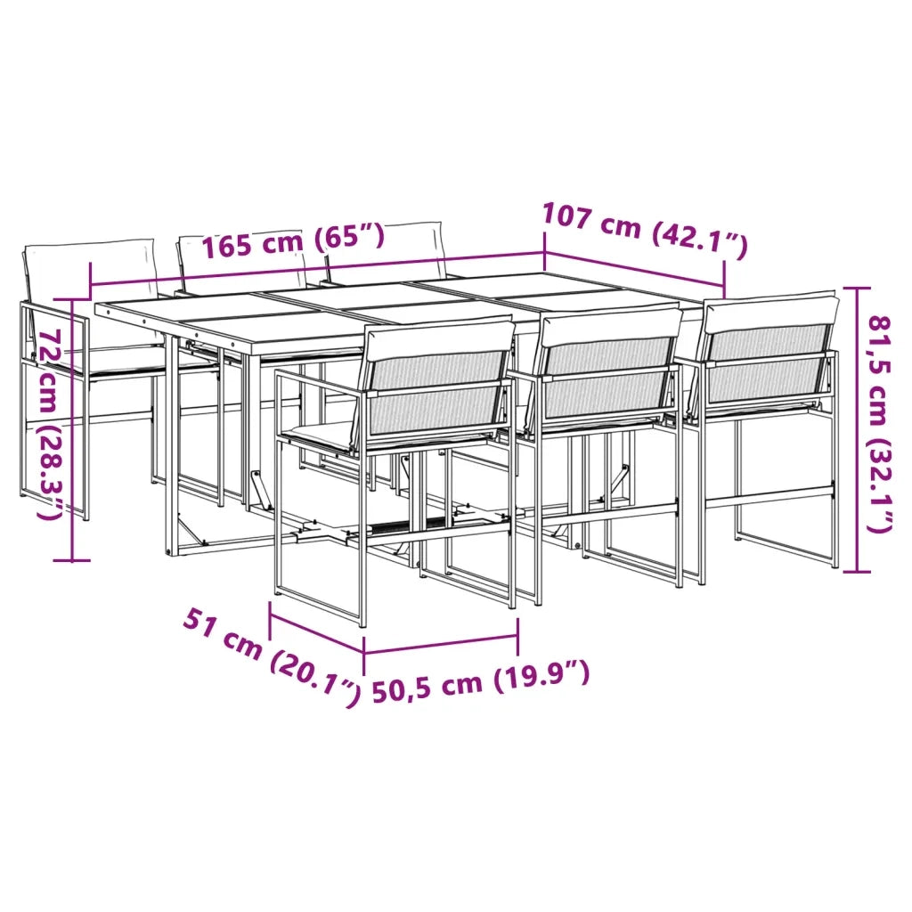 Set da Pranzo da Giardino 7 pz con Cuscini Bianco in Textilene 3295089