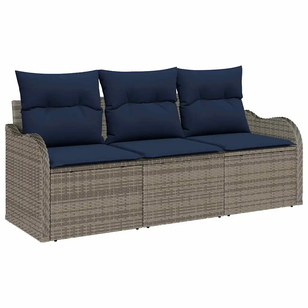 Set Divano da Giardino 3 pz Grigio polyrattan 3345565