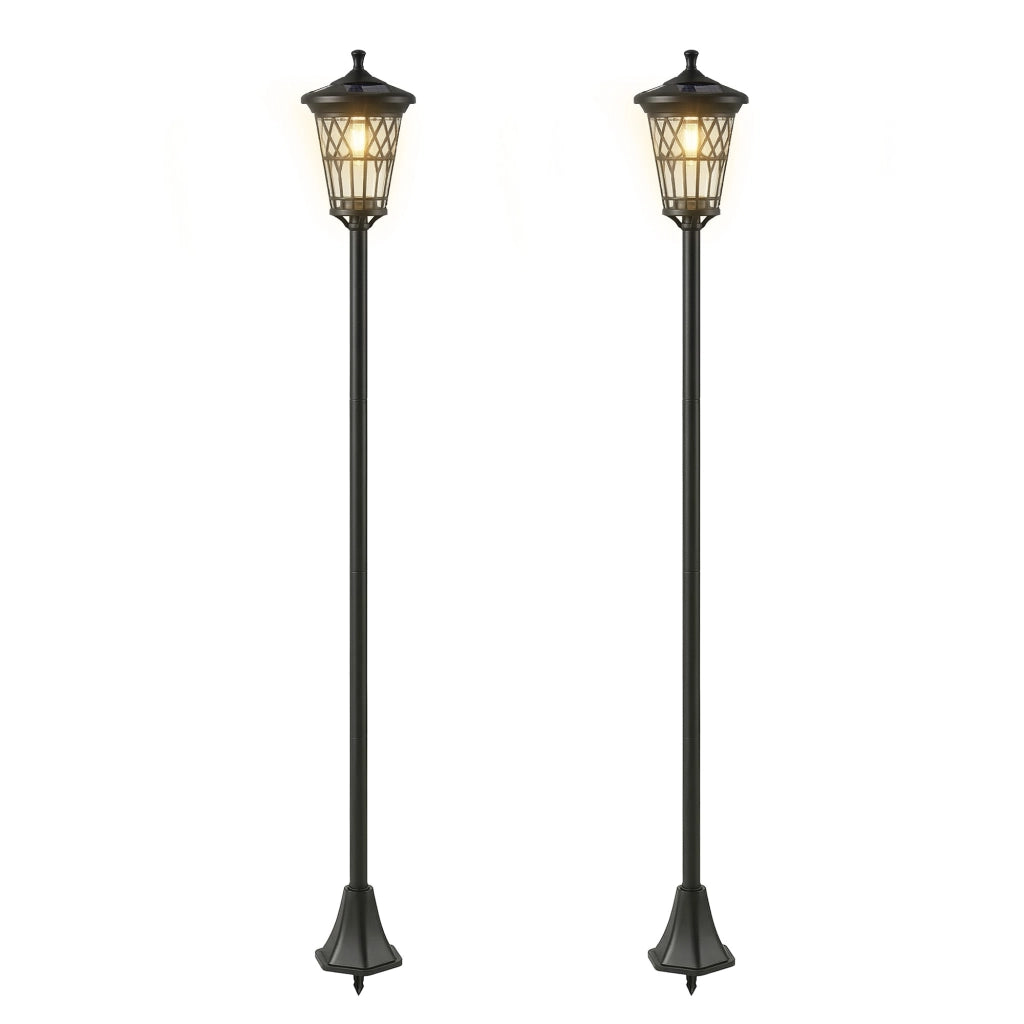 Lampione Solare 2 Pezzi per Giardino ¨C Minimal ¨C Acero Inox Nero 186 cm