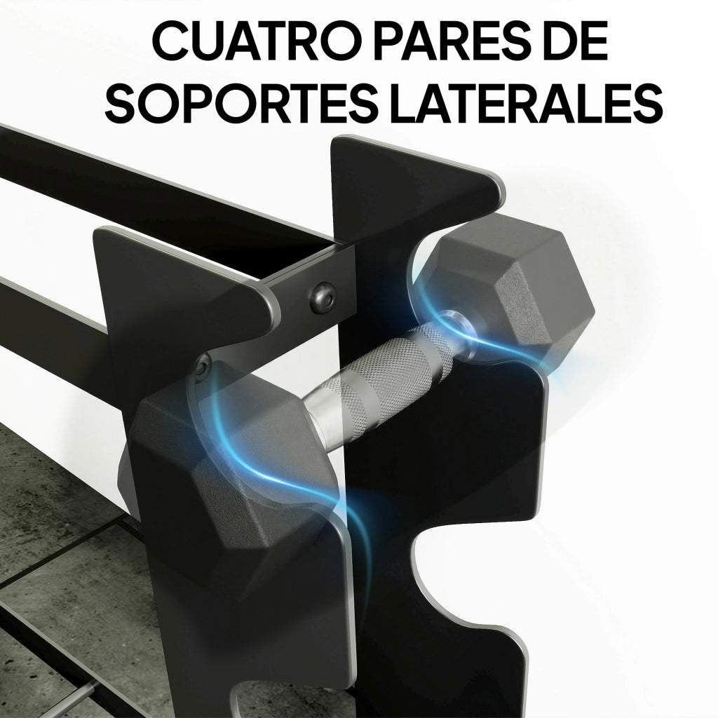 Rastrelliera Porta Manubri 4 Ripiani ¨C Xylo ¨C Acciaio 70x21x55 cm Portata 200 kg