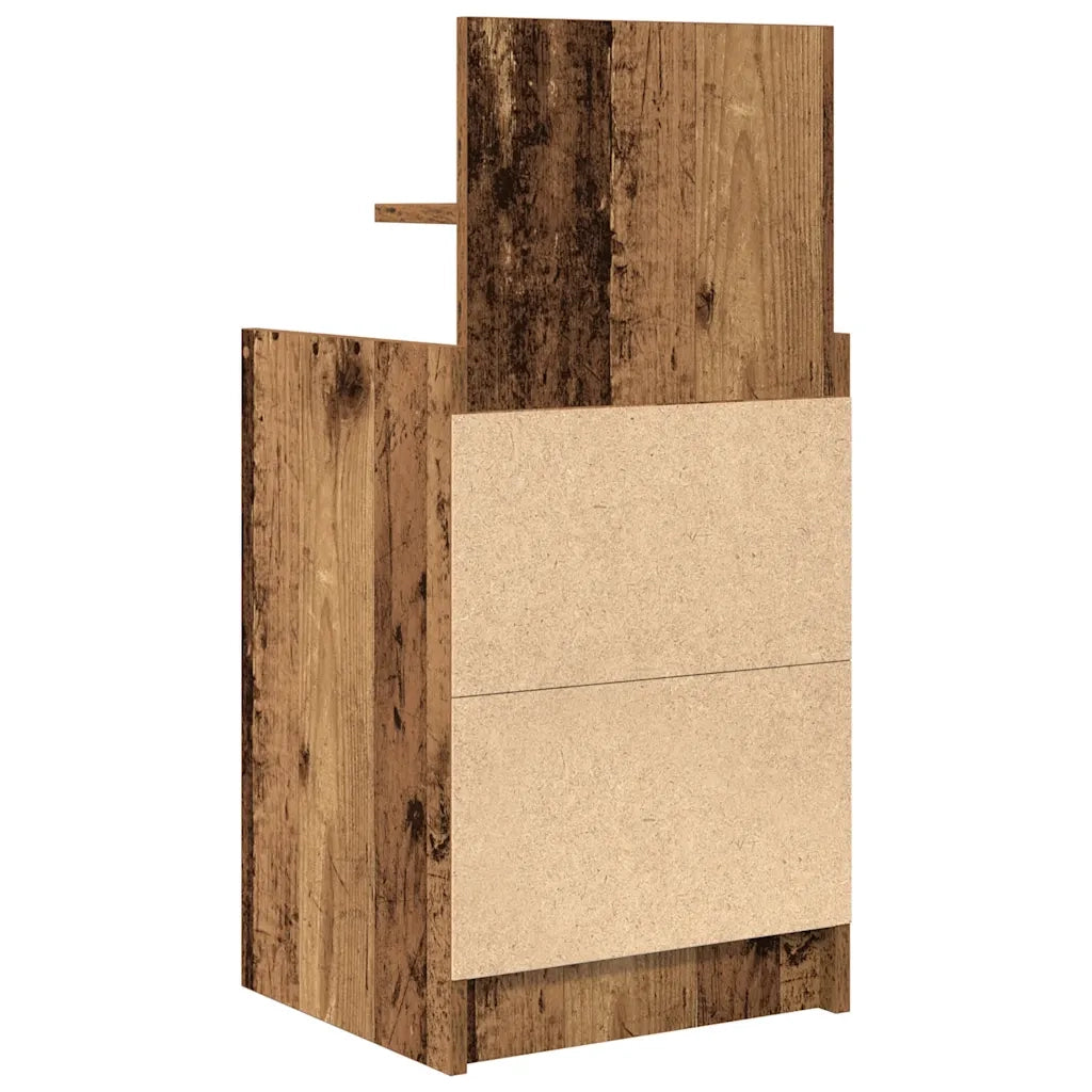 Comodino con 2 Cassetti Legno Antico 38x34x80 cm 861369