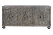 Credenza a 6 ante in massello di mango intagliato