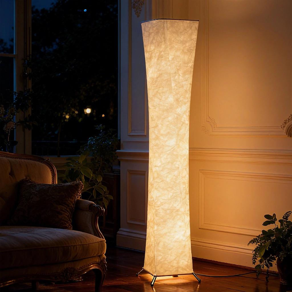 Lampada da terra con paralume in carta, interruttore a pedale, 3 livelli di luminosita, bianco ¨C zephmum