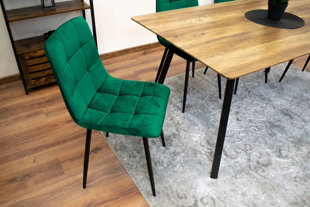 Sedia Valora PYRA in velluto verde scuro, design moderno x4
