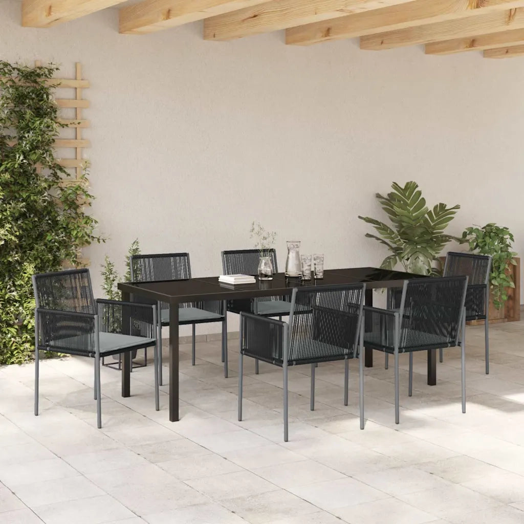 Set da Pranzo per Giardino 7 pcs Nero Rattan in PE 3379112